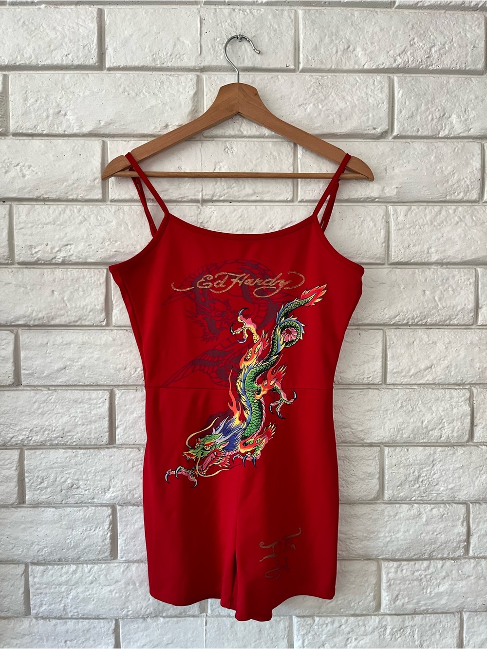 Ed Hardy Red Dragon Romper Medium